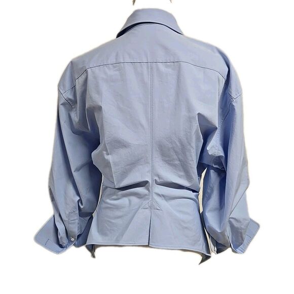 Alexander Wang Cinched Sleeve Button Down Shirt 100% Cotton Blue Women’s Sz 10 - Picture 3 of 9